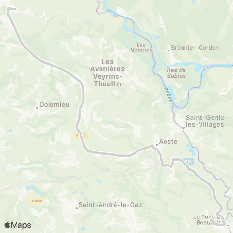 ARA Cars Région Isère - Scolaire Morestel-les Avenières-Pt Beauvoisin map