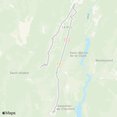 ARA Cars Région Isère - Scolaire Miribel Lanchatre-St Guillaume-Monestier map