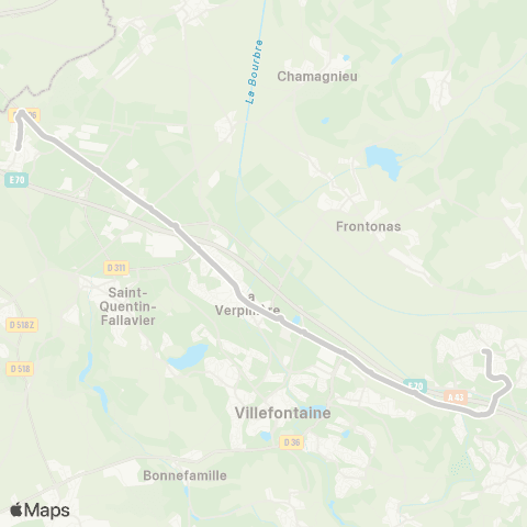 ARA Cars Région Isère - Scolaire Grenay-la Verpilliere-l'Isle d'Abeau map