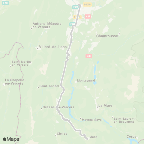 ARA Cars Région Isère - Scolaire Grenoble-Mens (Internes) map