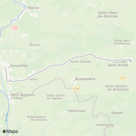 ARA Cars Région Isère - Scolaire Desserte la Cote St André map