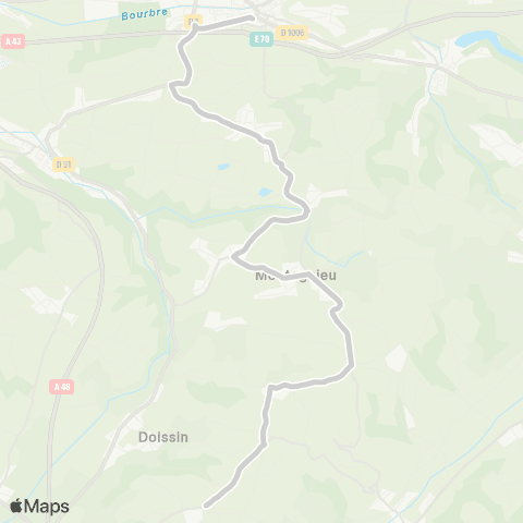 ARA Cars Région Isère - Scolaire Doissin-Montagnieu-la Tour du Pin map