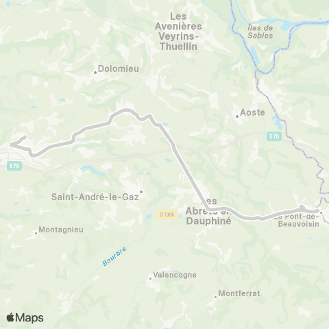 ARA Cars Région Isère - Scolaire La T. Pin-St Didier-Pont de Beauvoisin map