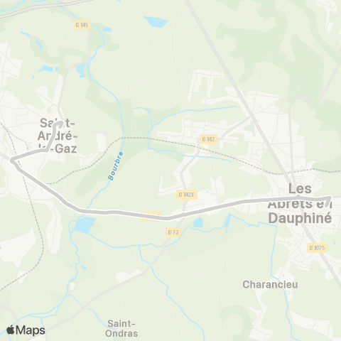 ARA Cars Région Isère - Scolaire St André le Gaz (Église)-les Abrets map