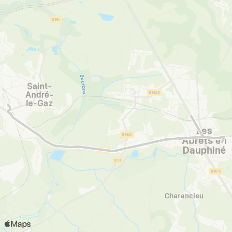 ARA Cars Région Isère - Scolaire St André le Gaz (SNCF)-les Abrets map