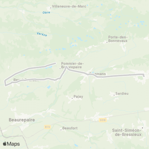 ARA Cars Région Isère - Scolaire Pommier-Pajay-la Cote St André map