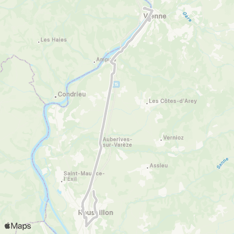 ARA Cars Région Isère - Scolaire Roussillon-St Clair-Vienne map