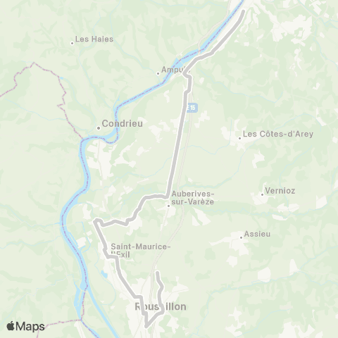 ARA Cars Région Isère - Scolaire Roussillon-Reventin Vaugris-Vienne map