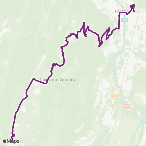 ARA Cars Région Isère Lans en Vercors-St Nizier-Grenoble map