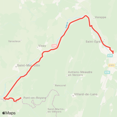 ARA Cars Région Isère Pont en Royans-Grenoble map