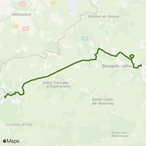 ARA Cars Région Isère Bourgoin Jallieu-l'Isle d'Abeau-Vienne map