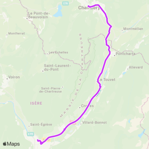 ARA Cars Région Isère Chambery-Chapareillan-Grenoble map