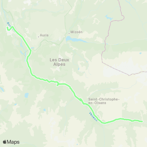ARA Cars Région Isère Bourg d'Oisans-la Berarde map