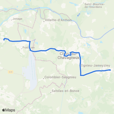 ARA Cars Région Isère Express Cremieu-Meyzieu map