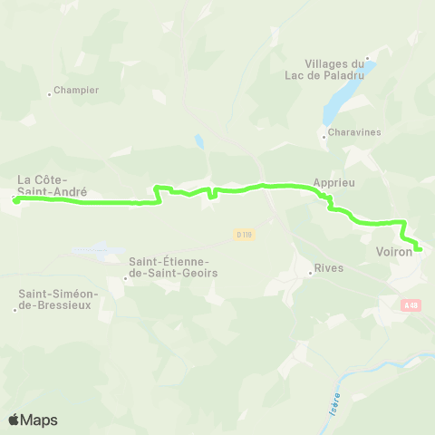 ARA Cars Région Isère La Cote St André-Apprieu-Voiron map