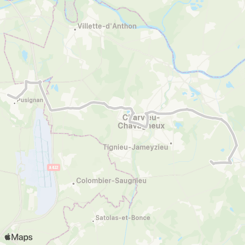 ARA Cars Région Isère - Scolaire Pusignan-Pont de Cheruy-Villemoirieu map