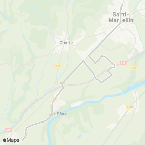 ARA Cars Région Isère - Scolaire St Hilaire-la Sone-Chatte-St Marcellin map