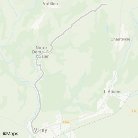 ARA Cars Région Isère - Scolaire Chantesse-Nd l'Osier-Vinay map