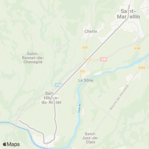 ARA Cars Région Isère - Scolaire St Lattier-Chatte-St Marcellin map