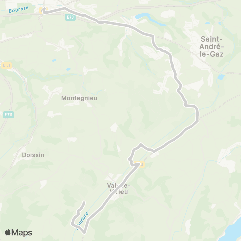 ARA Cars Région Isère - Scolaire Blandin-le Passage-la Tour du Pin map