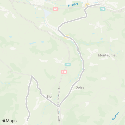 ARA Cars Région Isère - Scolaire Belmont-Biol-la Tour du Pin map