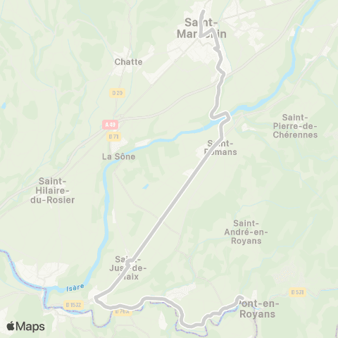 ARA Cars Région Isère - Scolaire Romans-Chatte-St Marcellin map