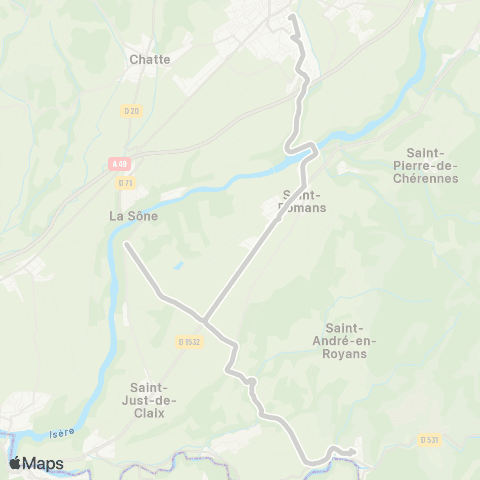 ARA Cars Région Isère - Scolaire St Marcellin-Pont en Royans map