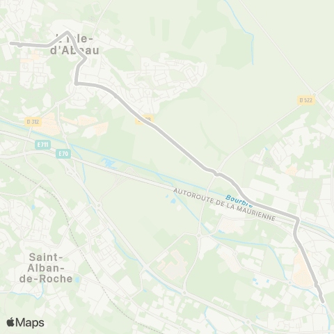 ARA Cars Région Isère - Scolaire Bourgoin Jallieu-l'Isle d'Abeau map