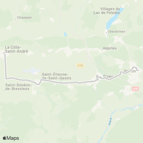 ARA Cars Région Isère - Scolaire Voiron-Renage-la Cote St André map