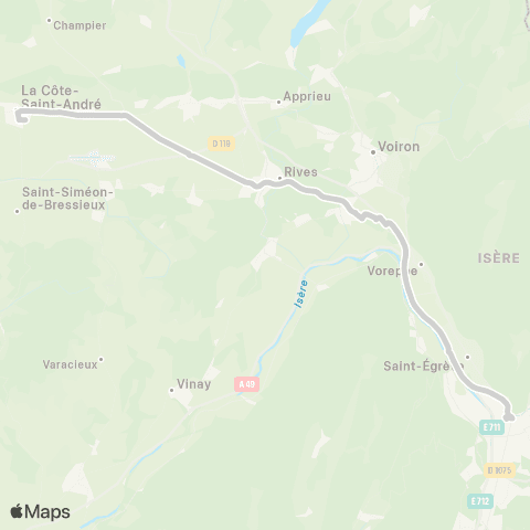 ARA Cars Région Isère - Scolaire Grenoble-la Cote St André (Internes) map