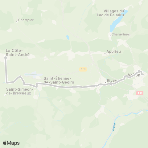 ARA Cars Région Isère - Scolaire La Cote St André-St et.St Geoirs-Voiron map