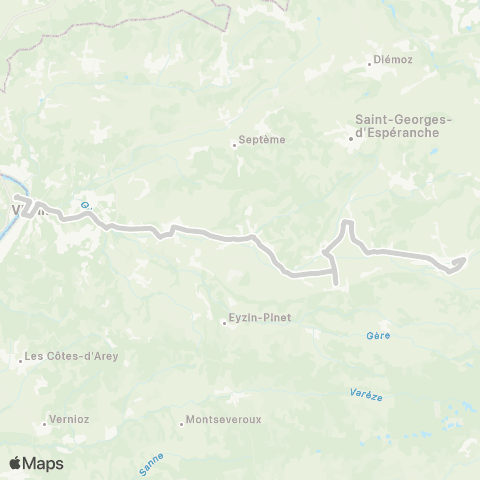 ARA Cars Région Isère - Scolaire St Jean de Bournay-Vienne map