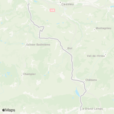 ARA Cars Région Isère - Scolaire Le Grand Lemps-Nivolas Vermelle map