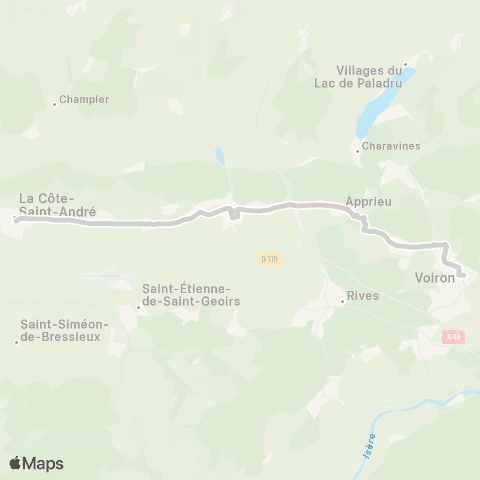 ARA Cars Région Isère - Scolaire La Cote St André-le Grand Lemps-Voiron map
