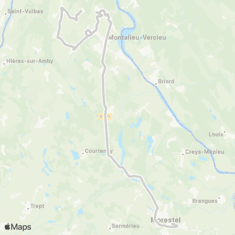 ARA Cars Région Isère - Scolaire Porcieu-Montalieu-Morestel map