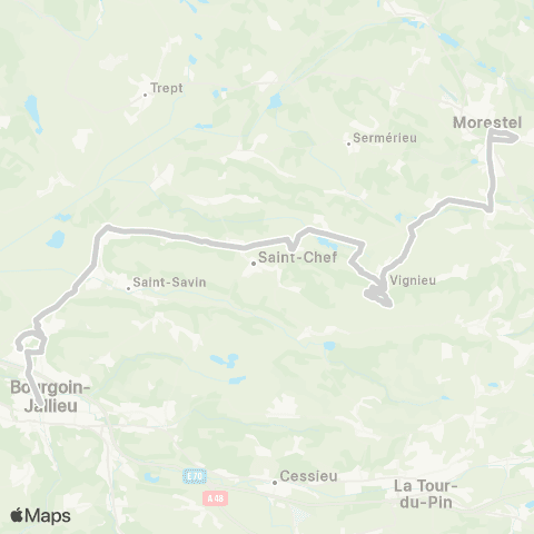 ARA Cars Région Isère - Scolaire Morestel-Vignieu-Bourgoin Jallieu map