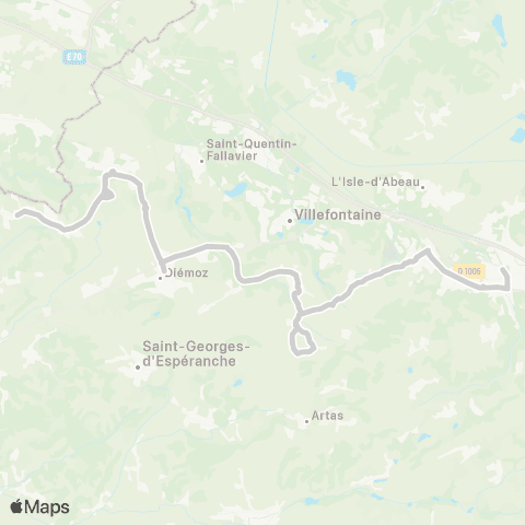 ARA Cars Région Isère - Scolaire Valencin-Roche-Bourgoin Jallieu map