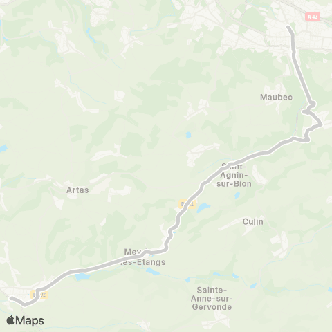 ARA Cars Région Isère - Scolaire St Jean de Bournay-Bourgoin Jallieu map