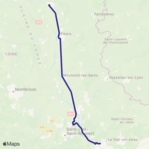 ARA Cars Région Loire Balbigny-Andrezieux-CHU St Étienne map