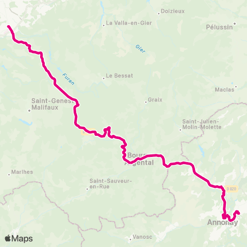 ARA Cars Région Loire Annonay - St Étienne map
