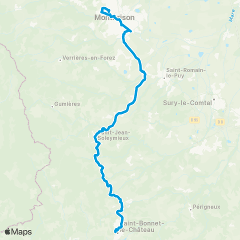 ARA Cars Région Loire St Bonnet-le-Château - Montbrison map