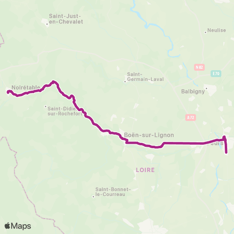 ARA Cars Région Loire Noirétable - Boën - Feurs map