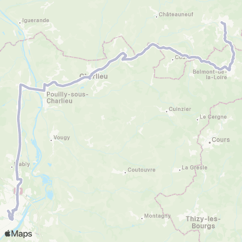 ARA Cars Région Loire Chauffailles - Charlieu - Roanne map