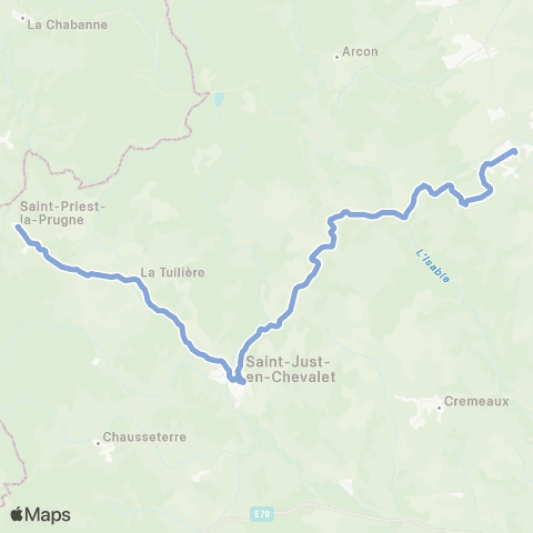 ARA Cars Région Loire St-Priest-la-Prugne - Villemontais map