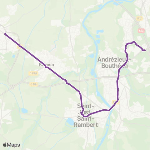ARA Cars Région Loire Sury-le-Comtal - Andrézieux-Bouthéon map