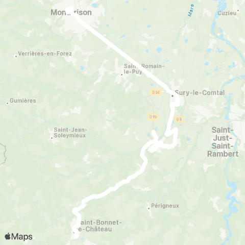 ARA Cars Région Loire St-Bonnet-le-Château-Montbrison map