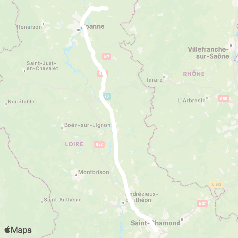 ARA Cars Région Loire St-Étienne-Nandax (Ressins) map