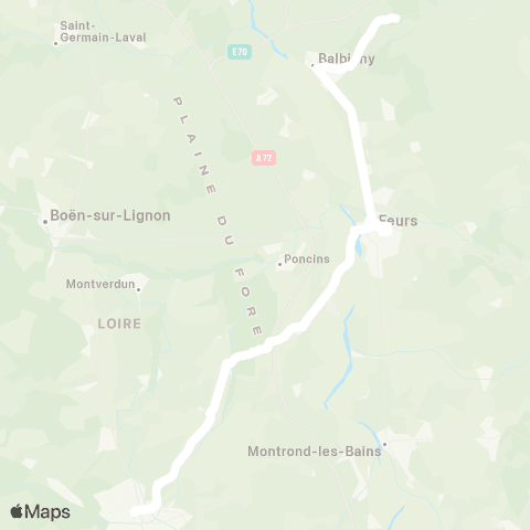 ARA Cars Région Loire Montbrison - Néronde map