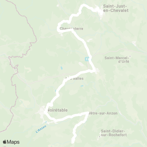 ARA Cars Région Loire St-Jean-la Vêtre - St-Just-Ch. map