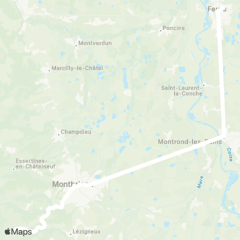 ARA Cars Région Loire Feurs - Verrières map